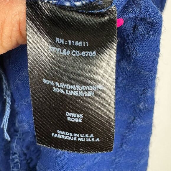 Anthropologie Amadi Blue Linen Blend Tiered Ruffle Sleeve
Dress with Pockets - Picture 6 of 8